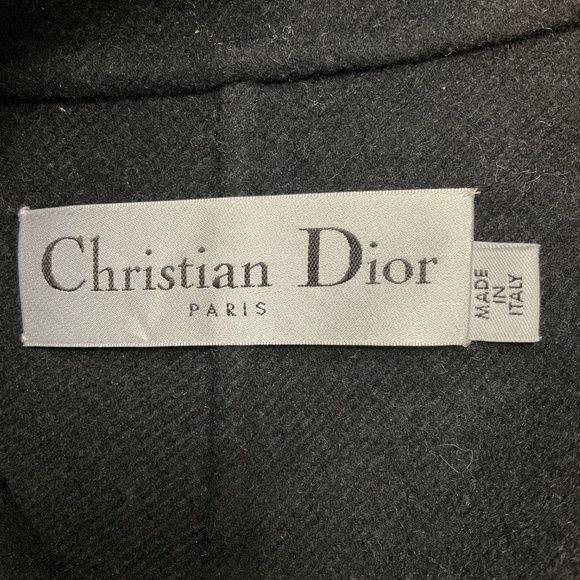 CHRISTIAN DIOR BLACK FRINGED HEM WOOL COAT - Picture 4 of 5